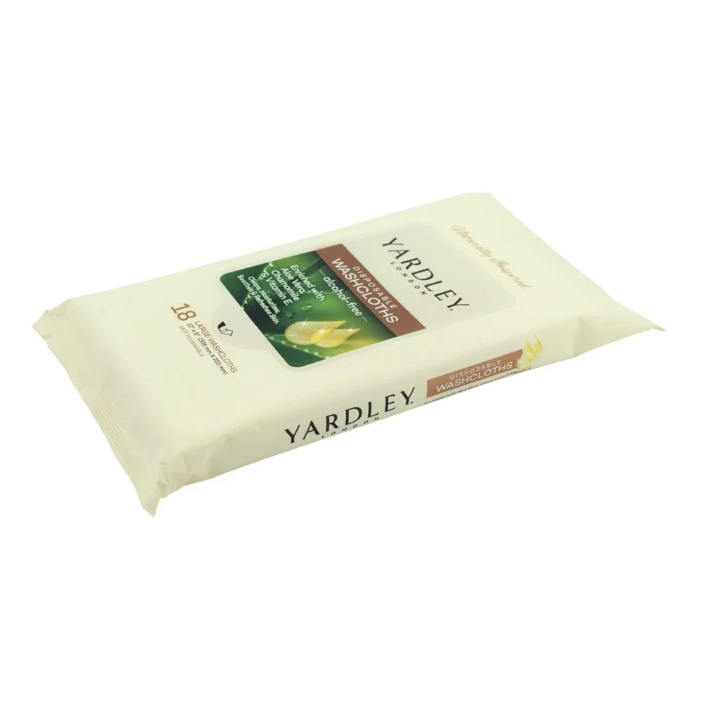 Yardley London Disposable Washcloths 3-Pack (54ct) 12x8 Body Wipes - Aloe Vera